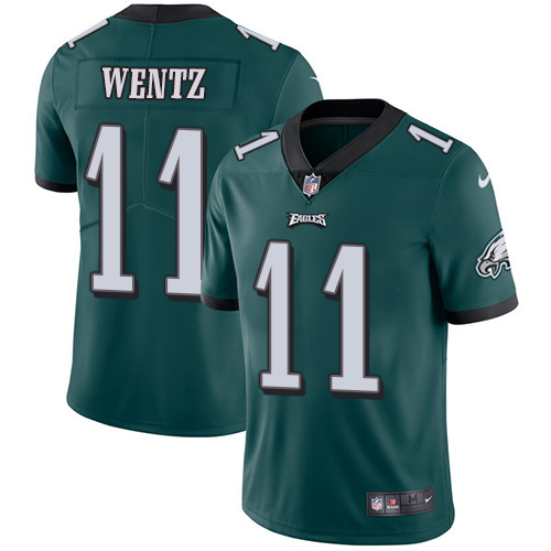 Exceptional Eagles #11 Carson Wentz Midnight Green Team Color Youth Stitched NFL Vapor Untouchable Limited Jersey With high demand Order now to show your love for the Eagles