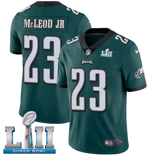 Amazing Eagles #23 Rodney McLeod Jr Midnight Green Team Color Super Bowl LII Men's Stitched NFL Vapor Untouchable Limited Jersey Retailers boost your inventory Order these popular Eagles jerseys