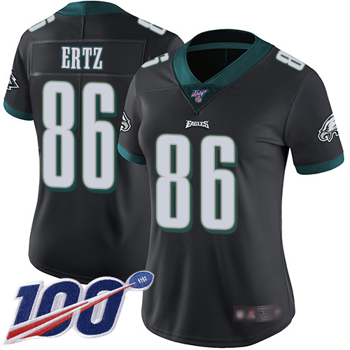 Exceptional Eagles #86 Zach Ertz Black Alternate Women's Stitched NFL 100th Season Vapor Limited Jersey Sports enthusiasts Seize the opportunity Order your Eagles jersey