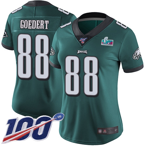 Amazing Eagles #88 Dallas Goedert Green Team Color Super Bowl LVII Patch Women's Stitched NFL 100th Season Vapor Limited Jersey Act fast Only a few left Secure your Eagles jersey today