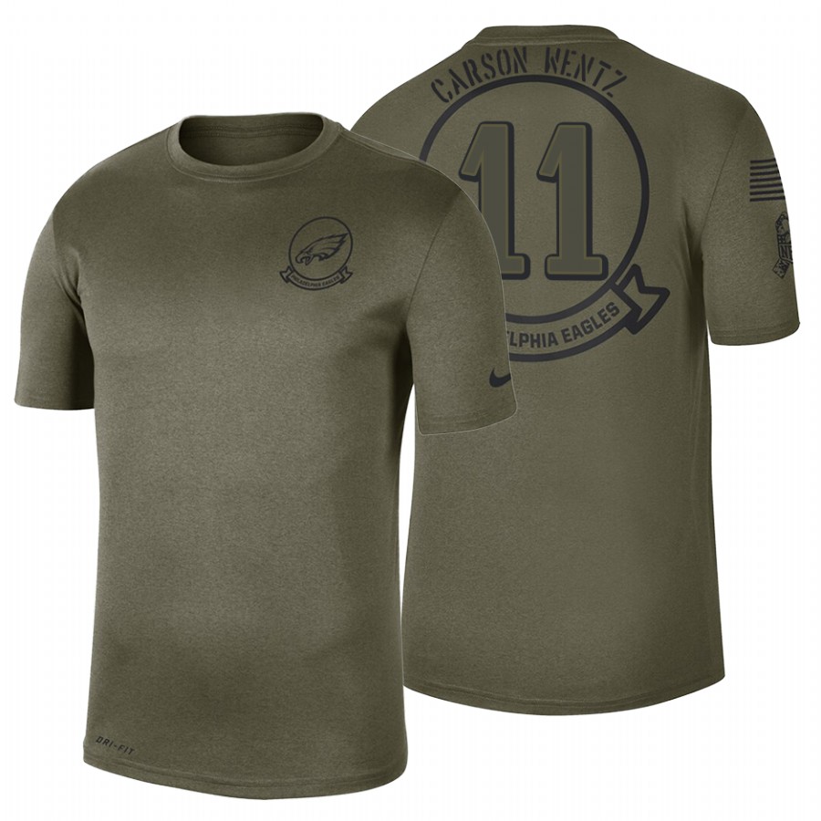 Gorgeous Philadelphia Eagles #11 Carson Wentz Olive 2019 Salute To Service Sideline NFL T Shirt For a short time available Don't miss your chance to own an Eagles jersey