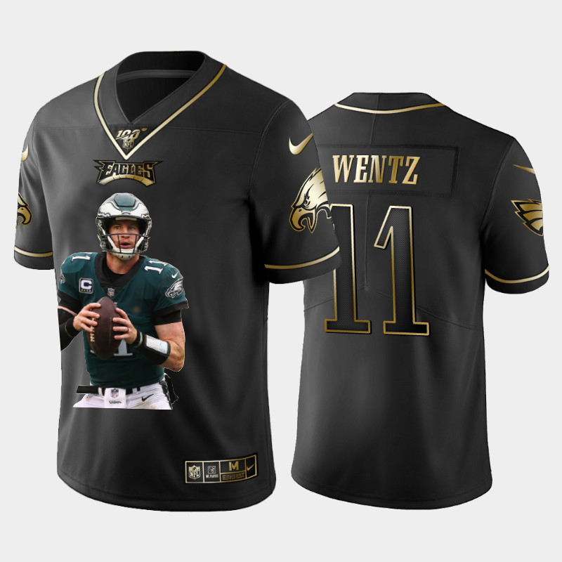 Gorgeous Philadelphia Eagles #11 Carson Wentz Team Hero 2 Vapor Limited NFL 100 Jersey Black Golden Hurry Exclusive offer Place your order for an Eagles jersey immediately