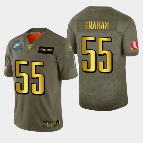 Outstanding Philadelphia Eagles #55 Brandon Graham Men's Olive Gold 2019 Salute to Service Limited NFL 100 Jersey Sports fans this is your chance Order soon to support the Eagles