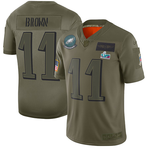 Delightful Eagles #11 A.J. Brown Camo Super Bowl LVII Patch Men's Stitched NFL Limited 2019 Salute To Service Jersey With high demand Order now to show your love for the Eagles