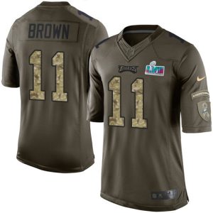 Outstanding Eagles #11 A.J. Brown Green Super Bowl LVII Patch Youth Stitched NFL Limited 2015 Salute to Service Jersey With high demand Order now to show your love for the Eagles