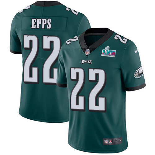 Gorgeous Eagles #22 Marcus Epps Green Team Color Super Bowl LVII Patch Youth Stitched NFL Vapor Untouchable Limited Jersey Limited stock Order now to cheer for the Eagles