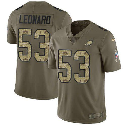 HighQuality Eagles #53 Shaquille Leonard Olive/Camo Men's Stitched NFL Limited 2017 Salute To Service Jersey Collectors this is a must have Add this Eagles jersey to your collection