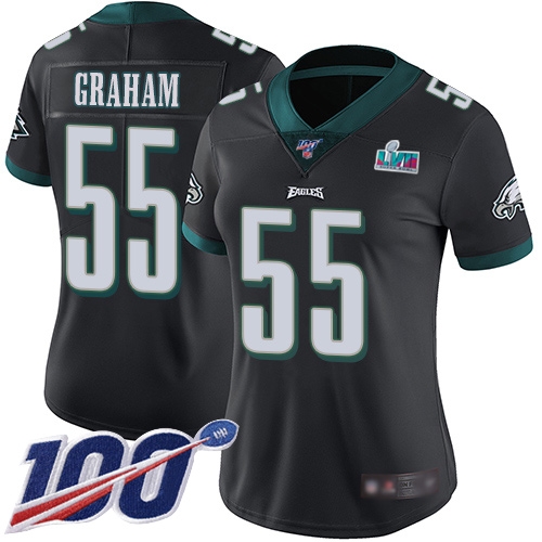 Premium Eagles #55 Brandon Graham Black Super Bowl LVII Patch Alternate Women's Stitched NFL 100th Season Vapor Limited Jersey Be among the first to own Order your Eagles jersey right away