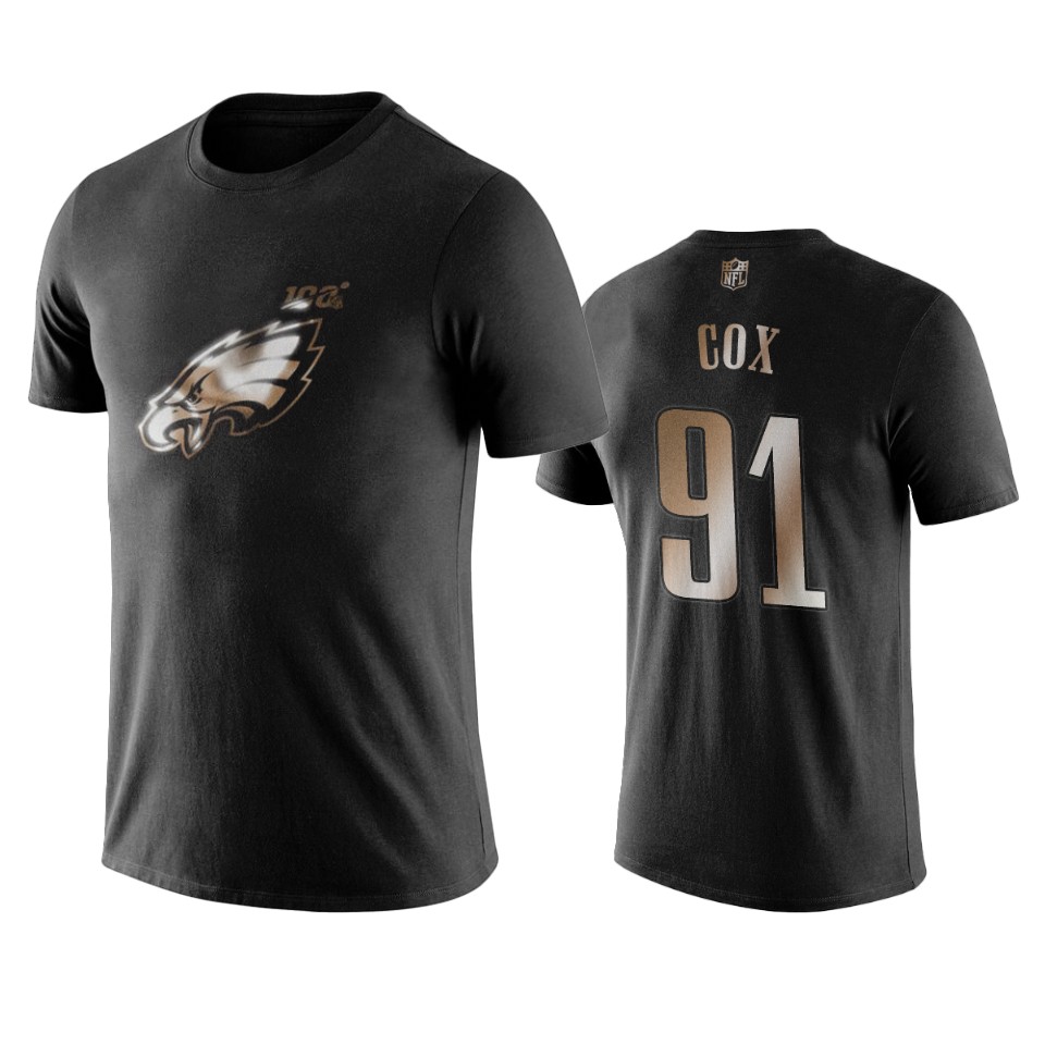 Gorgeous Eagles #91 Fletcher Cox Black NFL Black Golden 100th Season T Shirts Sports fans this is your chance Order soon to support the Eagles