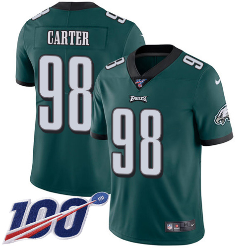 Superb Eagles #98 Jalen Carter Green Team Color Men's Stitched NFL 100th Season Vapor Untouchable Limited Jersey Sports enthusiasts Seize the opportunity Order your Eagles jersey