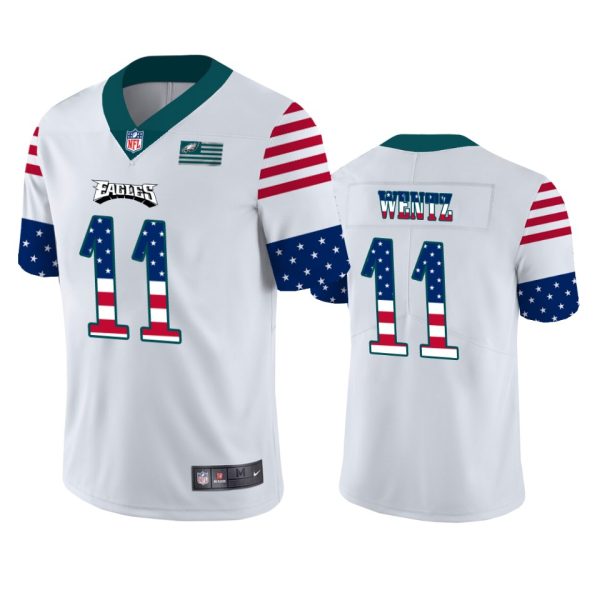Stunning Philadelphia Eagles #11 Carson Wentz White Men's Team Logo USA Flag Vapor Untouchable Limited NFL Jersey Limited stock Order now to cheer for the Eagles
