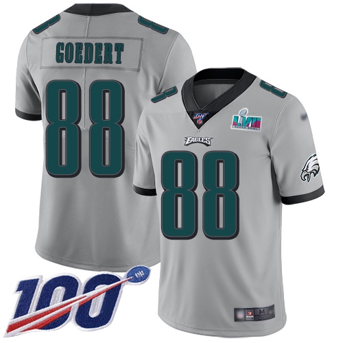 Stunning Eagles #88 Dallas Goedert Silver Super Bowl LVII Patch Youth Stitched NFL Limited Inverted Legend 100th Season Jersey Sports enthusiasts Seize the opportunity Order your Eagles jersey