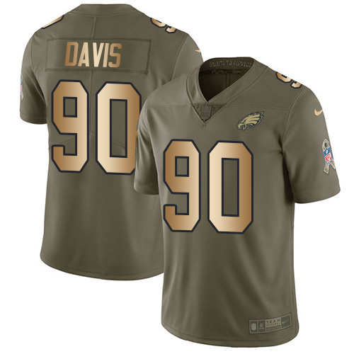 Stunning Eagles #90 Jordan Davis Olive/Gold Men's Stitched NFL Limited 2017 Salute To Service Jersey With high demand Order now to show your love for the Eagles