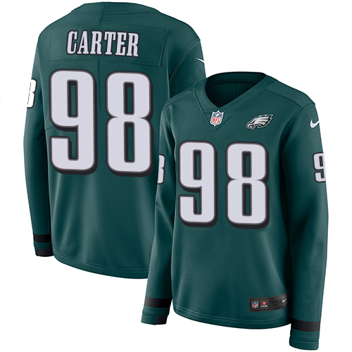 Fantastic Eagles #98 Jalen Carter Green Team Color Women's Stitched NFL Limited Therma Long Sleeve Jersey Sports enthusiasts Seize the opportunity Order your Eagles jersey