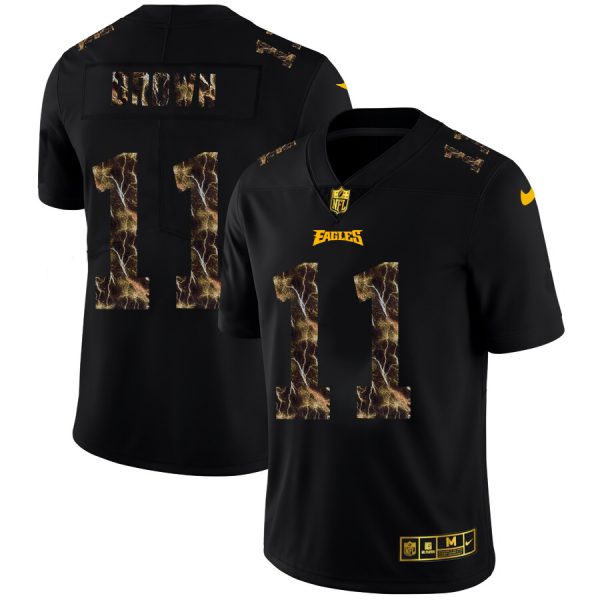 Outstanding Philadelphia Eagles #11 A.J. Brown Men's Black Flocked Lightning Vapor Limited NFL Jersey Collectors this is a must have Add this Eagles jersey to your collection