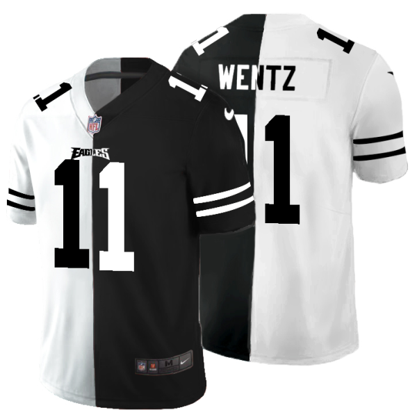 Gorgeous Philadelphia Eagles #11 Carson Wentz Men's Black V White Peace Split Vapor Untouchable Limited NFL Jersey Hurry Exclusive offer Place your order for an Eagles jersey immediately
