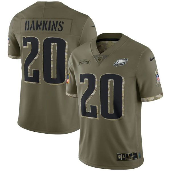 Exceptional Philadelphia Eagles #20 Brian Dawkins Men's 2022 Salute To Service Limited Jersey Olive Collectors this is a must have Add this Eagles jersey to your collection