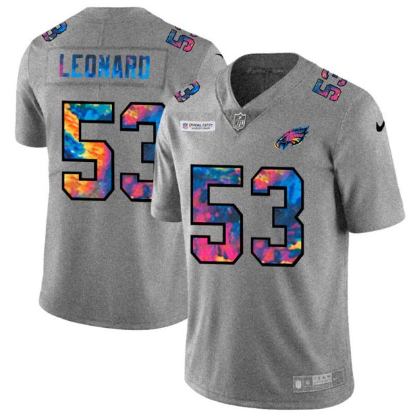 Stunning Philadelphia Eagles #53 Shaquille Leonard Men's Multi Color 2020 NFL Crucial Catch NFL Jersey Greyheather Be among the first to own Order your Eagles jersey right away