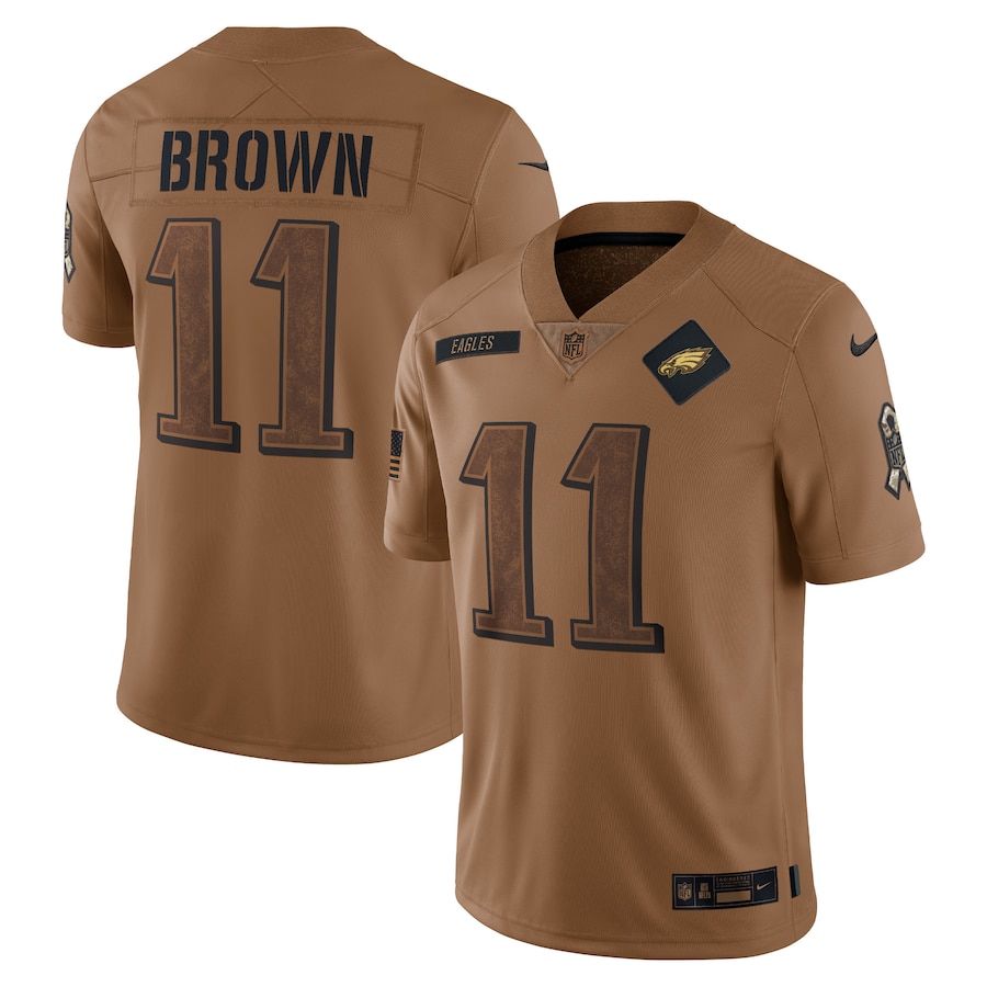 Outstanding Philadelphia Eagles #11 A.J. Brown Men's 2023 Salute To Service Limited Jersey Brown Collectors this is a must have Add this Eagles jersey to your collection