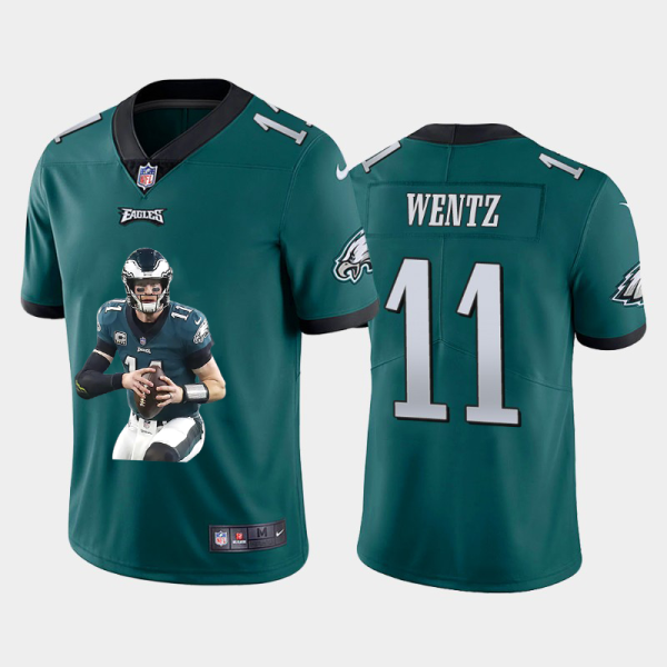 Delightful Philadelphia Eagles #11 Carson Wentz Men's Player Signature Moves Vapor Limited NFL Jersey Green Collectors this is a must have Add this Eagles jersey to your collection