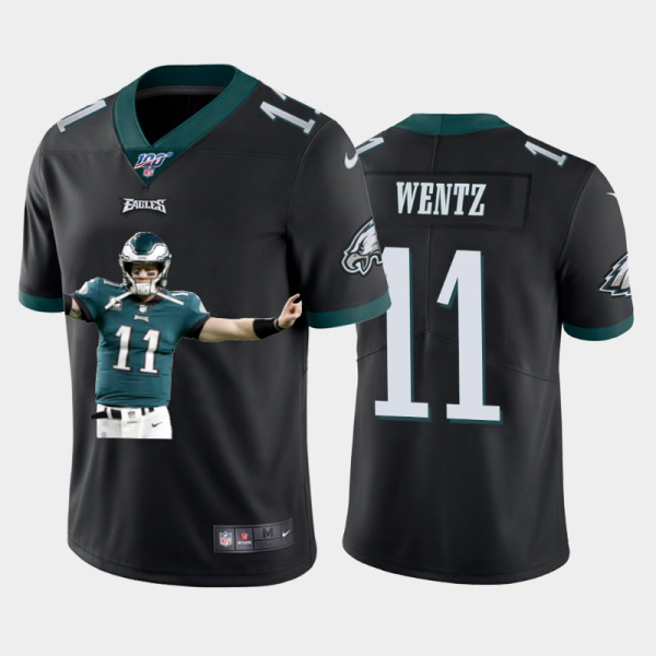 Superb Philadelphia Eagles #11 Carson Wentz Team Hero 3 Vapor Limited NFL 100 Jersey Black For a short time available Don't miss your chance to own an Eagles jersey