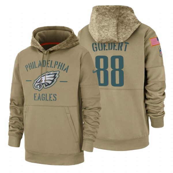 Delightful Philadelphia Eagles #88 Dallas Goedert Tan 2019 Salute To Service Name & Number Sideline Therma Pullover Hoodie For a short time available Don't miss your chance to own an Eagles jersey